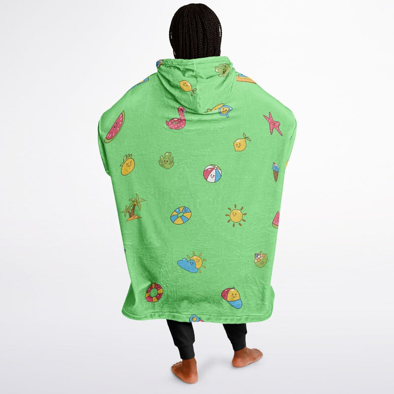 BEACH SLEEP HOODIE - Premium Soft Polyester Unisize Wearable Snug Hoodie Blanket With Plush Hood - GratiTea - Snug Hoodie Economy - AOP