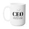 CEO GROWTH MUG - Large Luxury White Round BPA-Free Ceramic Coffee Tea Mug With C-Handle, 15OZ (6074090) - GratiTea - Mug