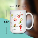 CHRISTMAS ELVES SEASONAL MUG - Premium Large White Round BPA-Free Cute Ceramic Coffee Tea Mug With C-Handle, 15OZ (5200876) - GratiTea - Mug