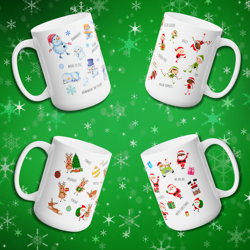 CHRISTMAS MUGS BUNDLE (Special Offer: SAVE $40) - Limited Edition Premium Christmas Elves, Snowman, Santa, Reindeer Ceramic Mugs - GratiTea - Mug