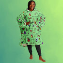 CHRISTMAS PRINT SLEEP HOODIE - Premium Soft Polyester Unisize Wearable Snug Hoodie Blanket With Plush Hood - GratiTea - Snug Hoodie Economy - AOP