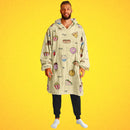 FAST FOOD SLEEP HOODIE - Premium Soft Polyester Unisize Wearable Snug Hoodie Blanket With Plush Hood - GratiTea - Snug Hoodie Economy - AOP