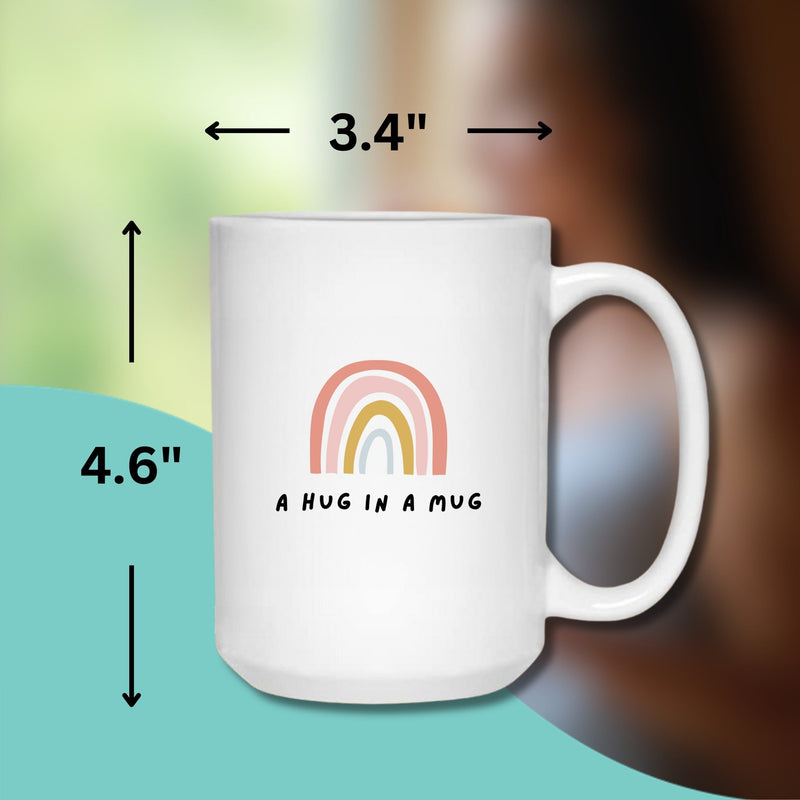 HUG IN A MUG HEALING MUG - Premium Large White Round BPA-Free Cute Ceramic Coffee Tea Mug With C-Handle, 15OZ (3349180) - GratiTea - Mug