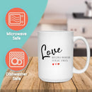 LOVE BEGINS MUG - Premium White Round BPA-Free Cute Ceramic Coffee Tea Mug With C-Handle, 15OZ (3593750) - GratiTea - Mug