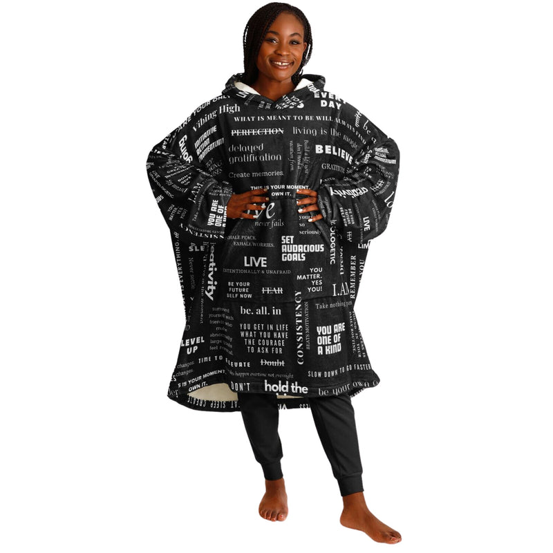 MANIFESTO SLEEP HOODIE - Premium Soft Unisized Polyester Wearable Snug Hoodie Blanket With Plush Hood - GratiTea - Snug Hoodie Economy - AOP