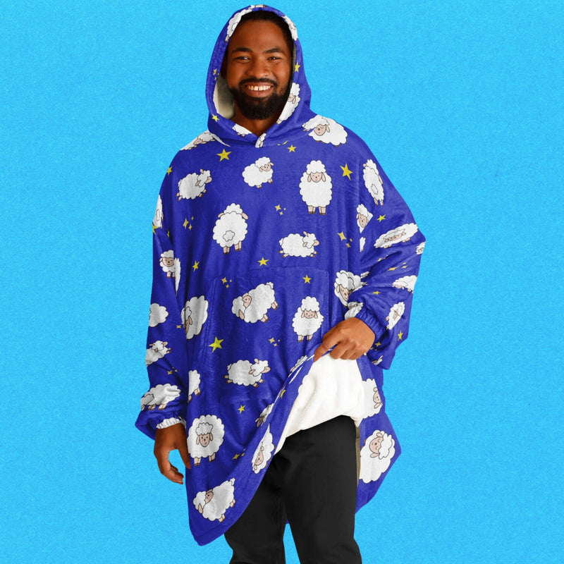 SHEEP SLEEP HOODIE - Premium Soft Polyester Unisize Wearable Snug Hoodie Blanket With Plush Hood - GratiTea - Snug Hoodie Economy - AOP