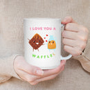WAFFLE LOVE MUG - Premium Large White Round BPA-Free Cute Ceramic Coffee Tea Mug With C-Handle, 15OZ (1420337) - GratiTea - Mug